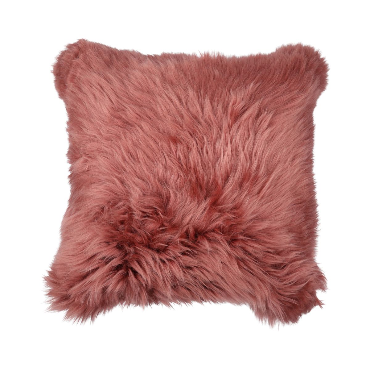 Coussin en peau de mouton | Laine longue | Nouvelle-Zélande | 50x50 cm Vieille Rose