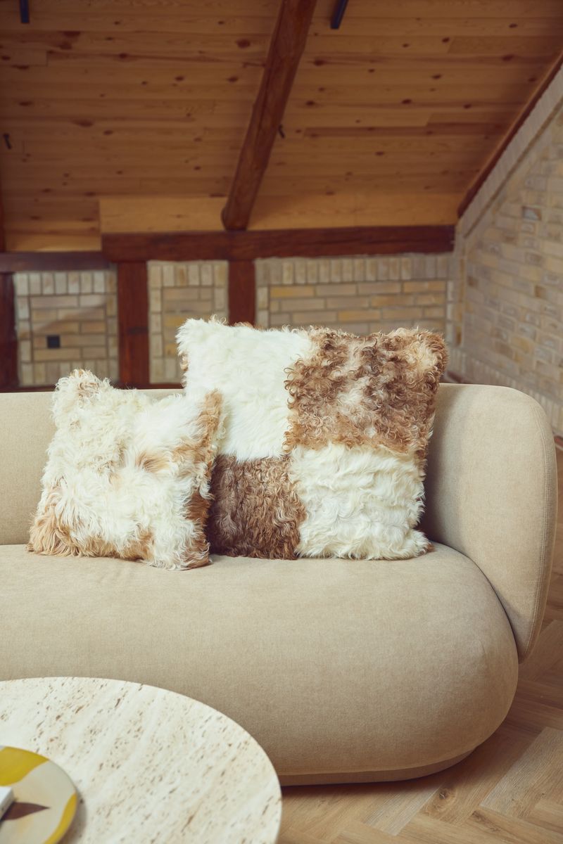 Coussin agneau Toscana | double face Mélange brun/beige