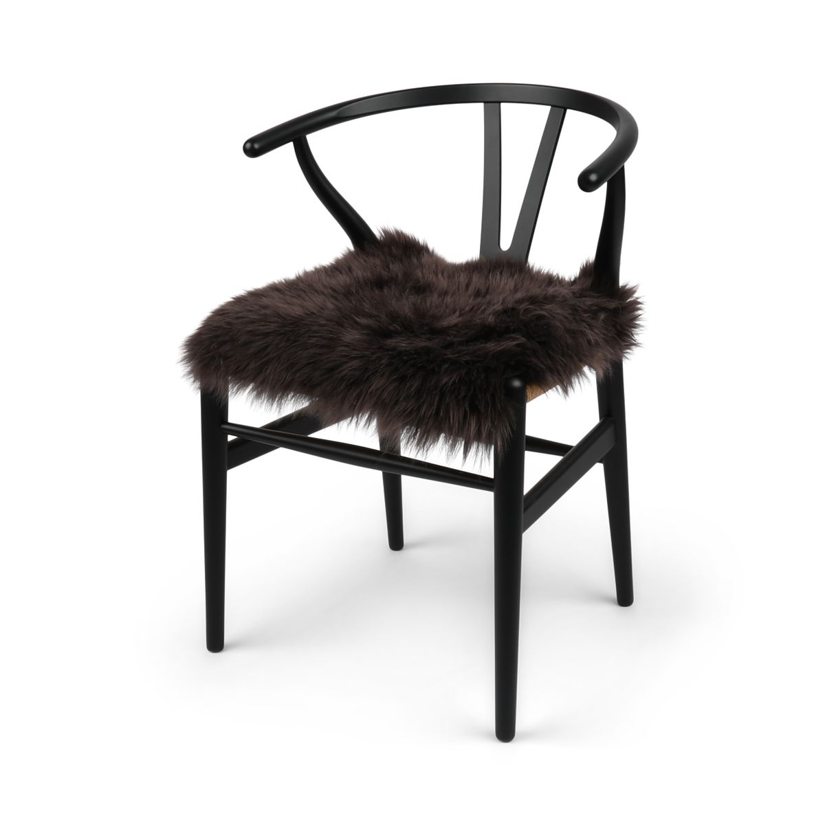 Dessus de siège en laine longue de Nouvelle-Zélande | 40 x 40 cm Chocolat