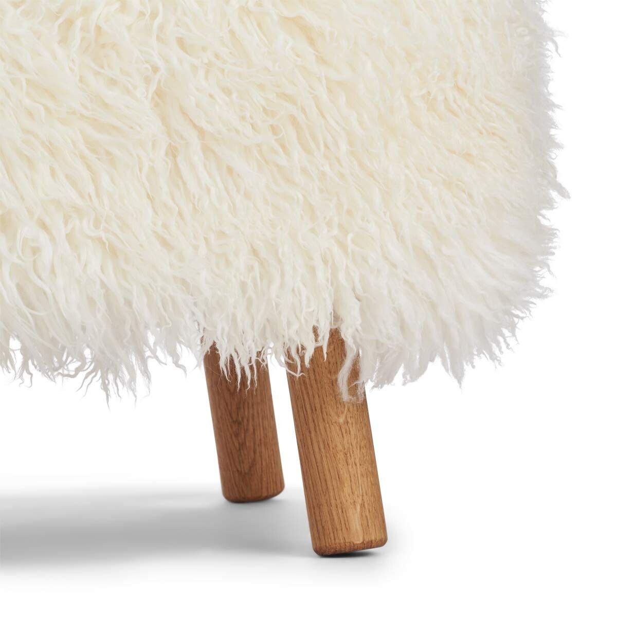 Repose-pieds Emily | Peau de mouton  | Laine longue Blanche-Neige