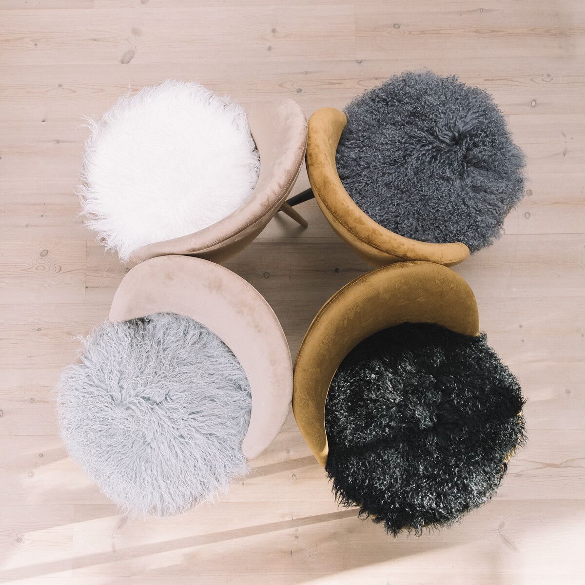 Dessus de siège | Laine longue | Ø34 cm Gris Léger