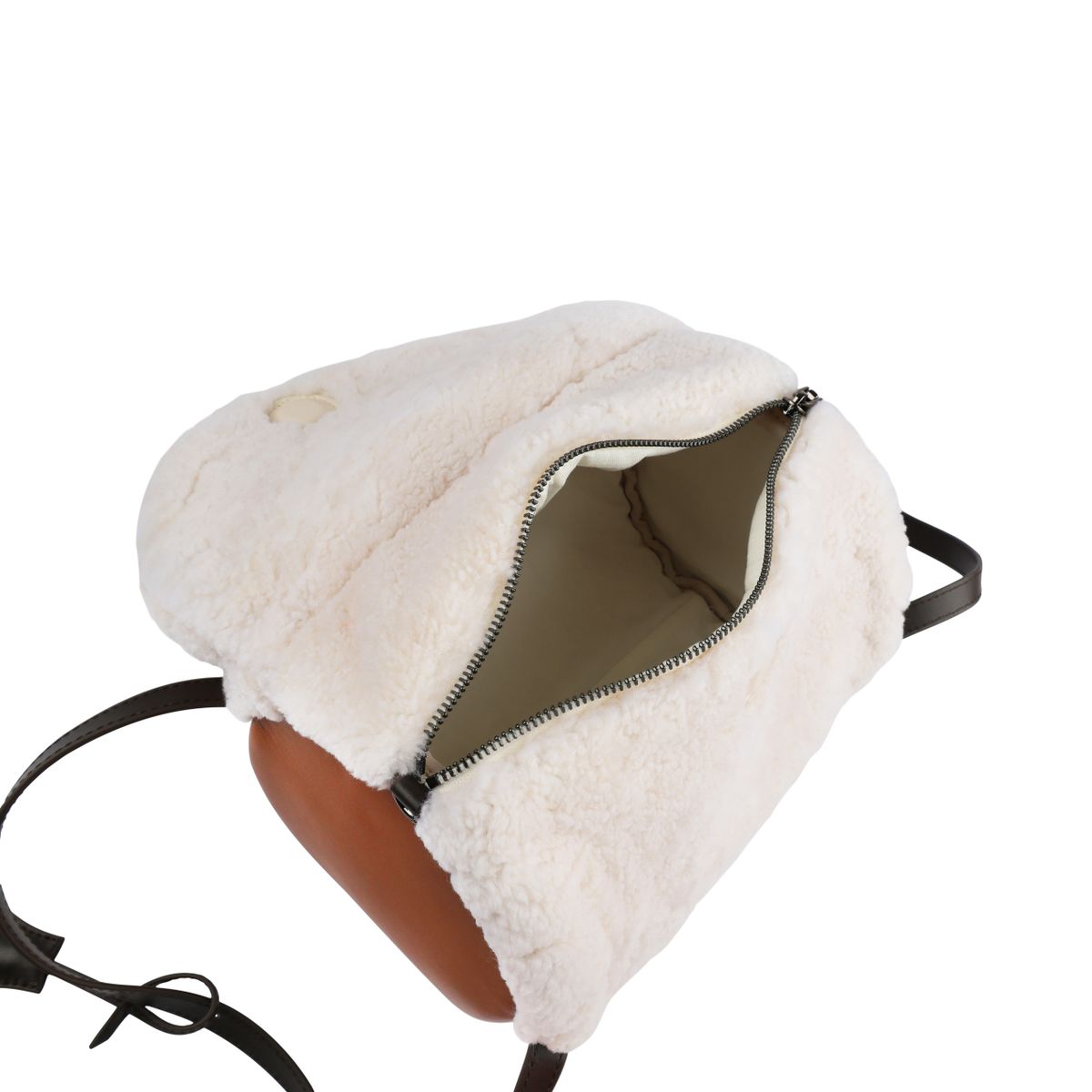 Sac Gloria | Peau de mouton Ivoire/Marron