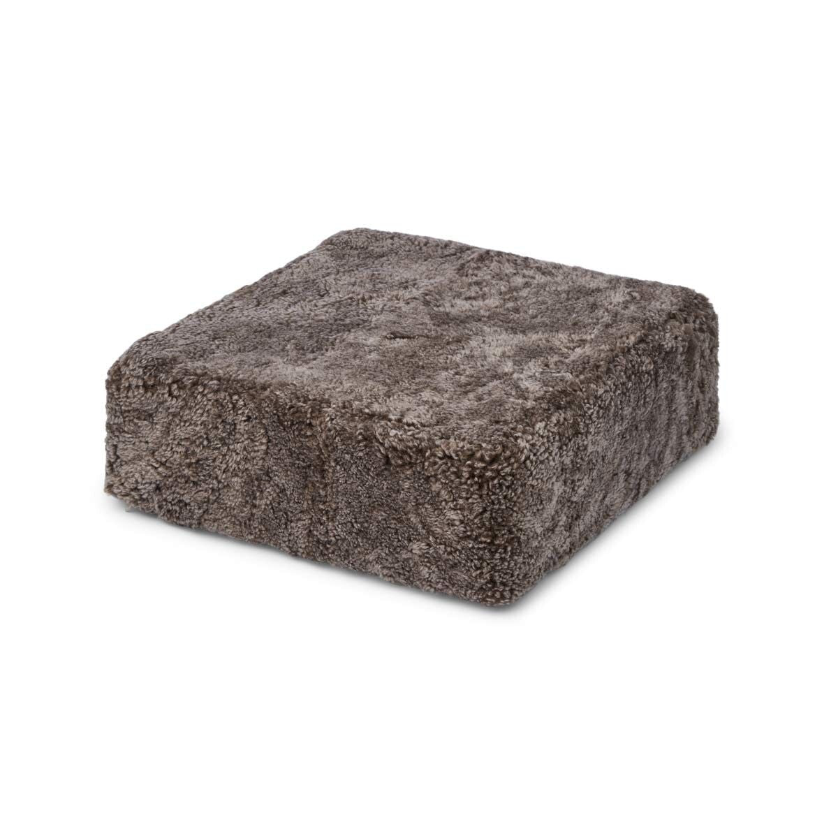 Short Wool Curly Sheepskin Pouf