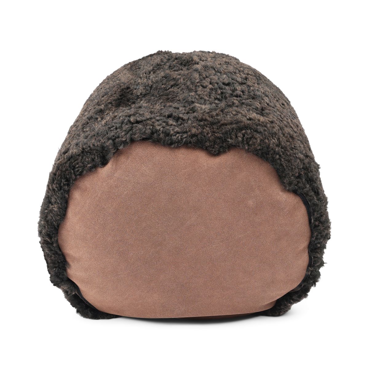 Pouf en peau de mouton bouclée | Laine courte Chocolat
