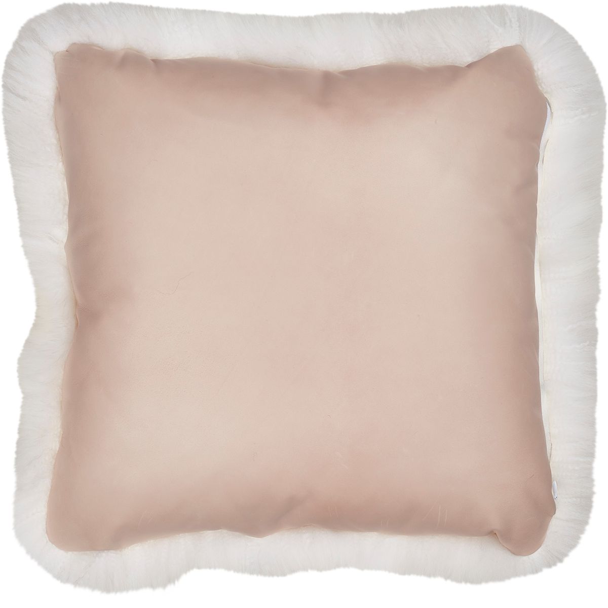 Coussin en laine de mouton longue | Laine longue | Support en cuir | 50x50 cm Ivoire