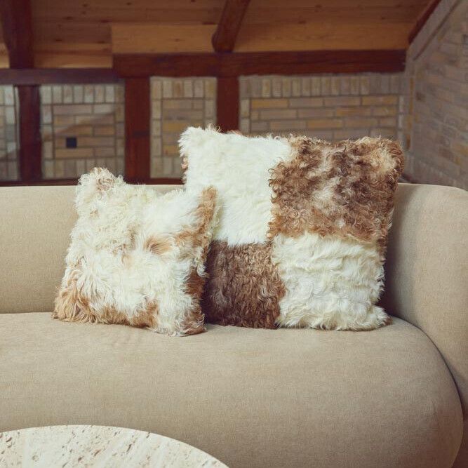 Coussin Tigrado Lamb | double face Noir/Mélange de Blanc