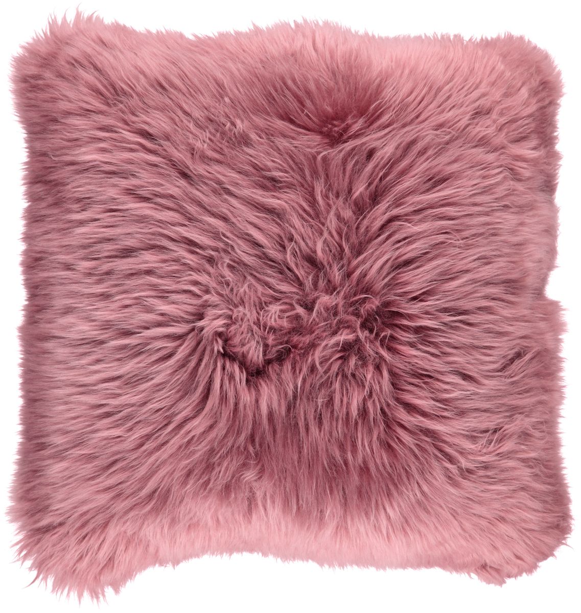 Coussin en peau de mouton longue laine | 35x35 cm Vieille Rose