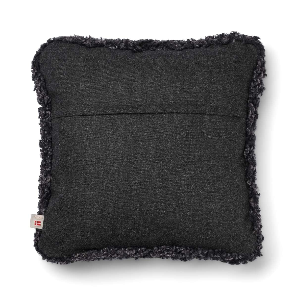Coussin en laine courte de mouton | garniture SW | 52x52 cm Anthracite/Anthracite
