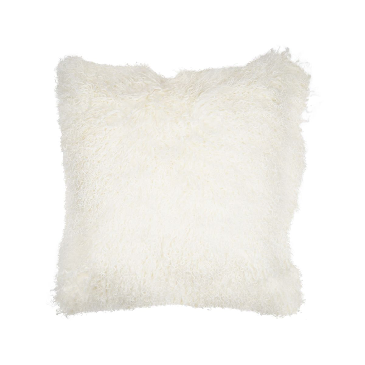 Coussin en peau de mouton tibétain | 50x50 cm Blanche-Neige