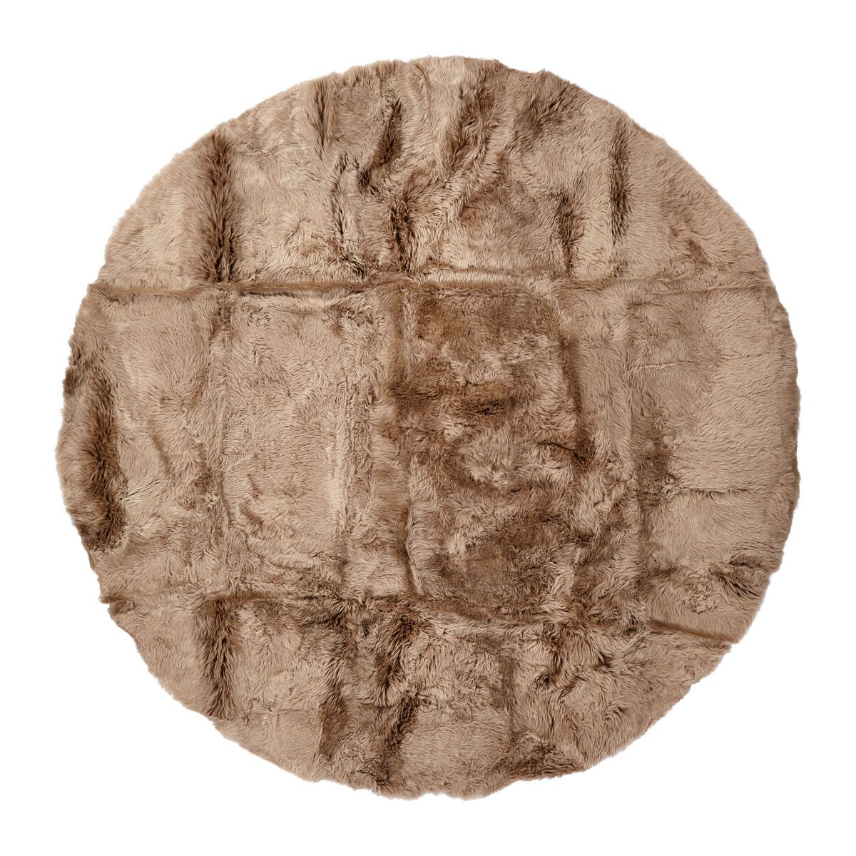 Tapis design en peau de mouton longue laine | D180 cm | D250 cm Taupe