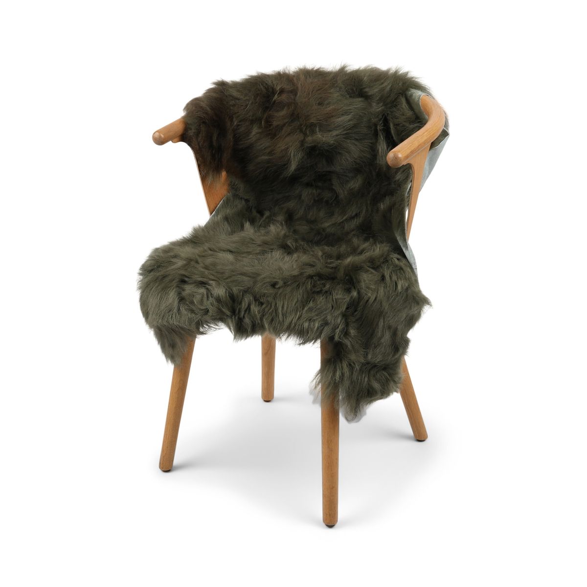 Peau de mouton tibétaine | Bouclée | Vert/Marron | 100x60 cm