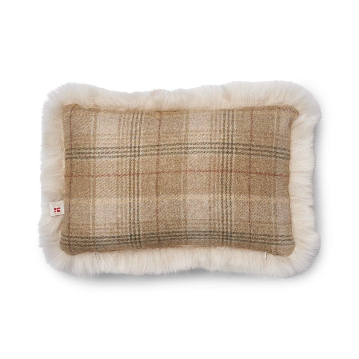 Coussin une face | Laine longue | 52×52 cm | 34x52 cm Sable-Beige/Pearl