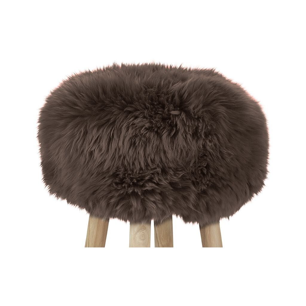 Tabouret Theodor + housse | Pieds en chêne | Peau de mouton de Nouvelle-Zélande Noyer