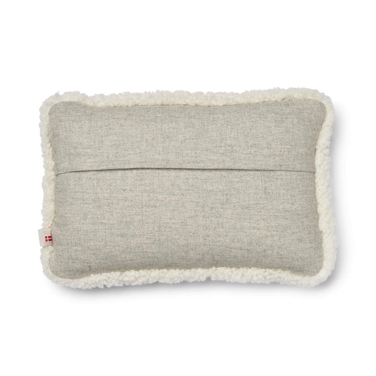 Coussin en laine courte de mouton | garniture SW | 34x52 cm Argent/Ivoire