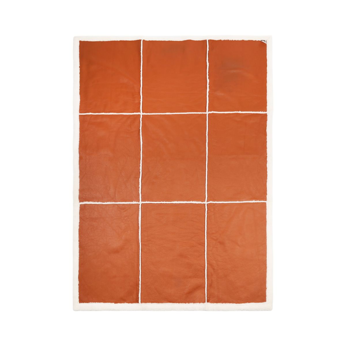 Jeté Addison | Peau de mouton double face | Laine courte Cuir brun/ivoire