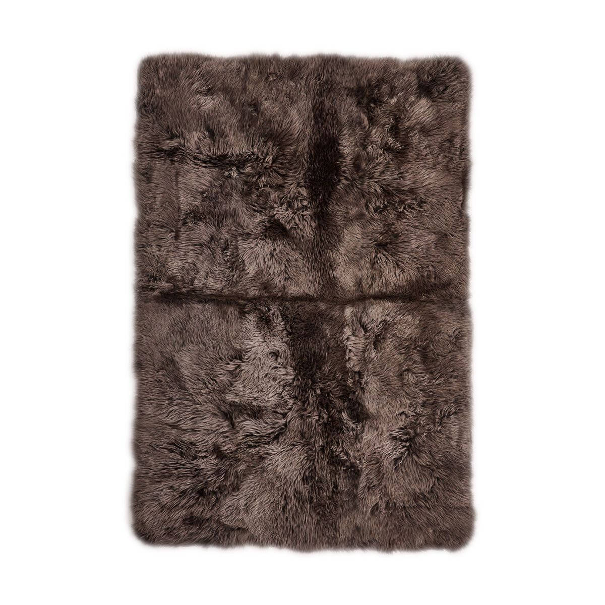 Tapis design en peau de mouton à laine longue Noyer