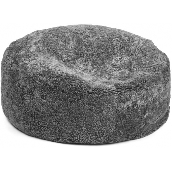 Pouf rond en peau de mouton | Laine courte Graphite