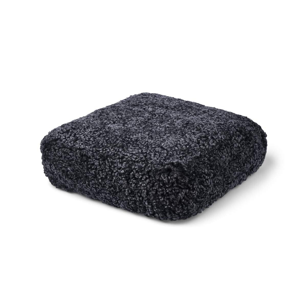 Short Wool Curly Sheepskin Pouf