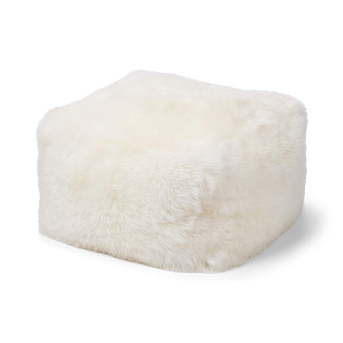 Pouf en peau de mouton | Laine longue Ivoire