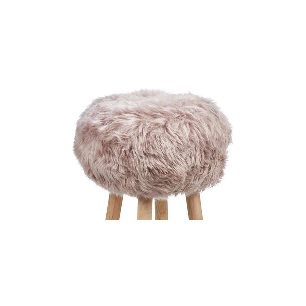 Dessus de tabouret en laine longue | Ø35 × H17 cm