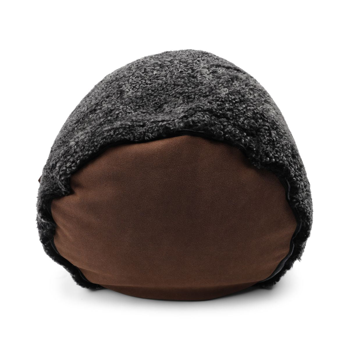 Pouf en peau de mouton bouclée | Laine courte Anthracite
