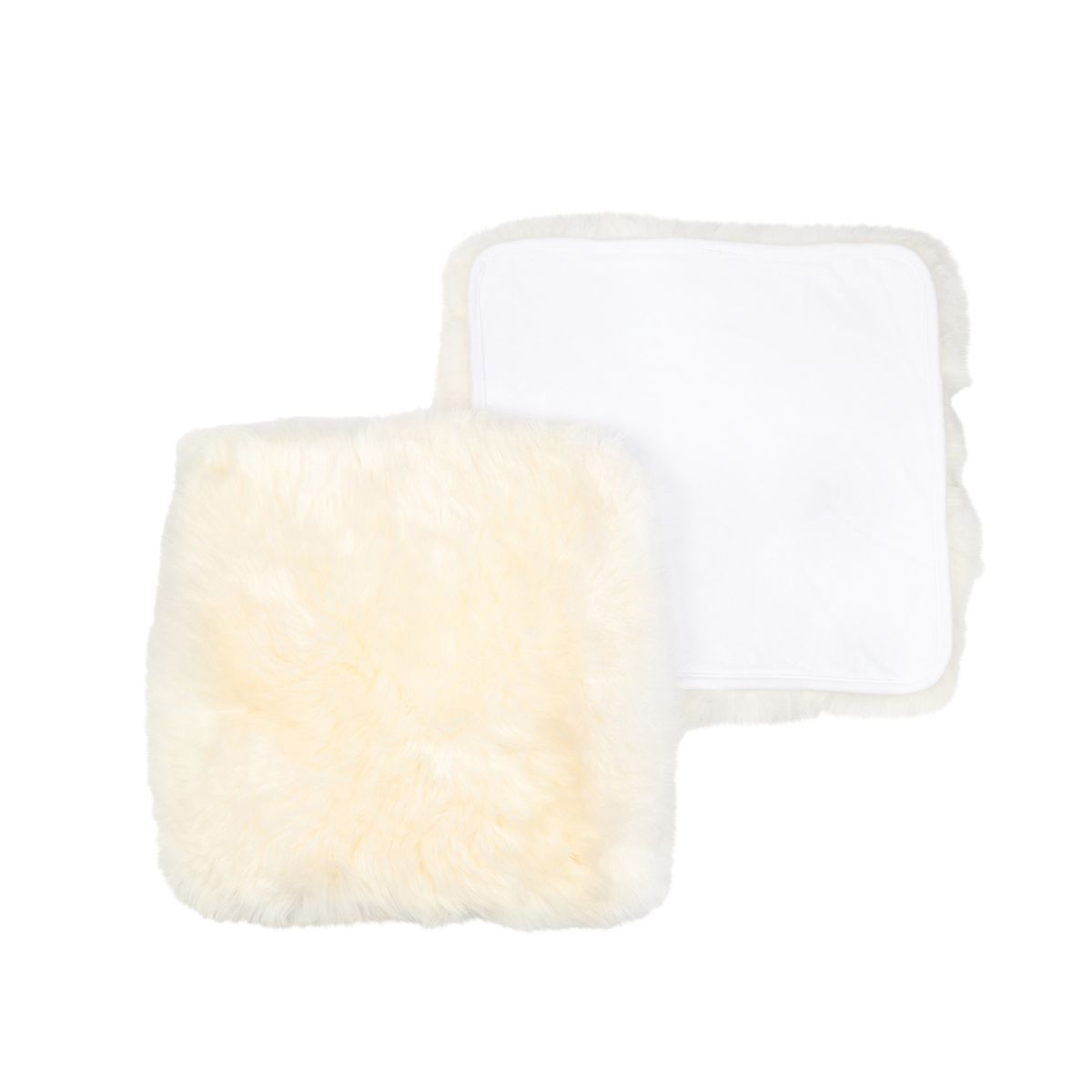 Dessus de siège avec envers | Laine longue | Nouvelle-Zélande | 40 × 40 cm Ivoire