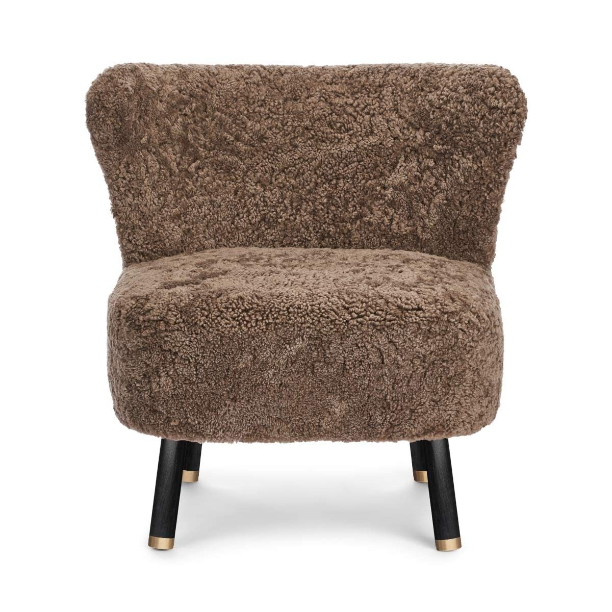 Fauteuil lounge Emil | Laine courte Taupe