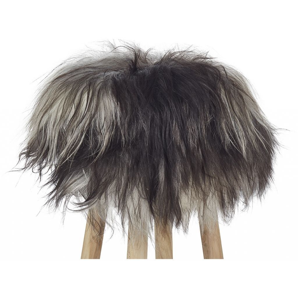 Dessus de tabouret en peau de mouton islandaise Gris Naturel