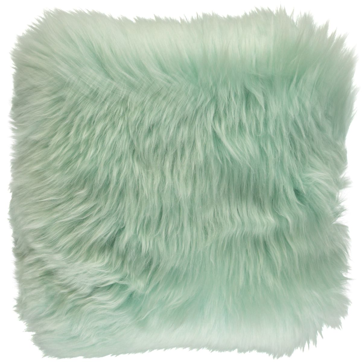 Coussin en peau de mouton longue laine | 35x35 cm Menthe