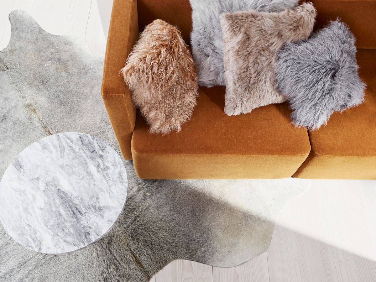 Coussin bouclé Snow Collection  Gris nuage/Top de neige