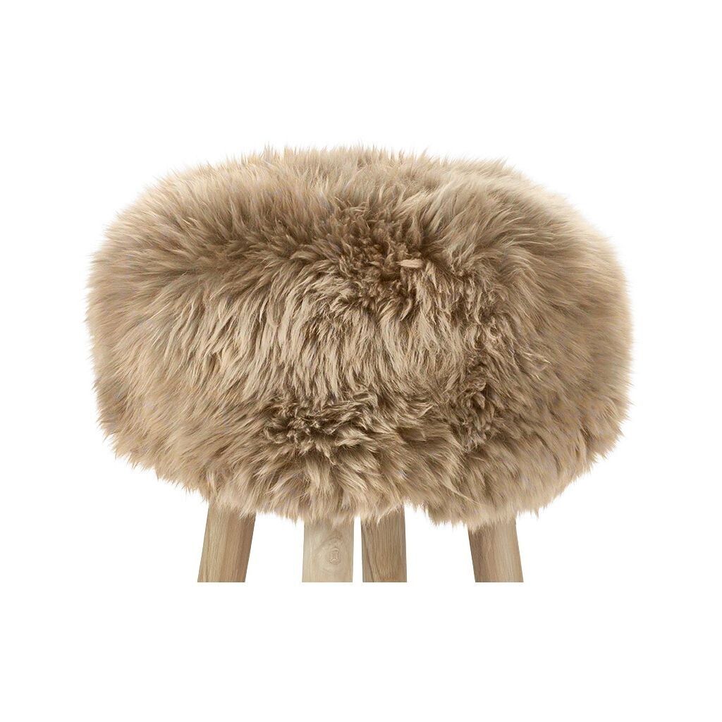 Dessus de tabouret en laine longue | Ø35 × H17 cm