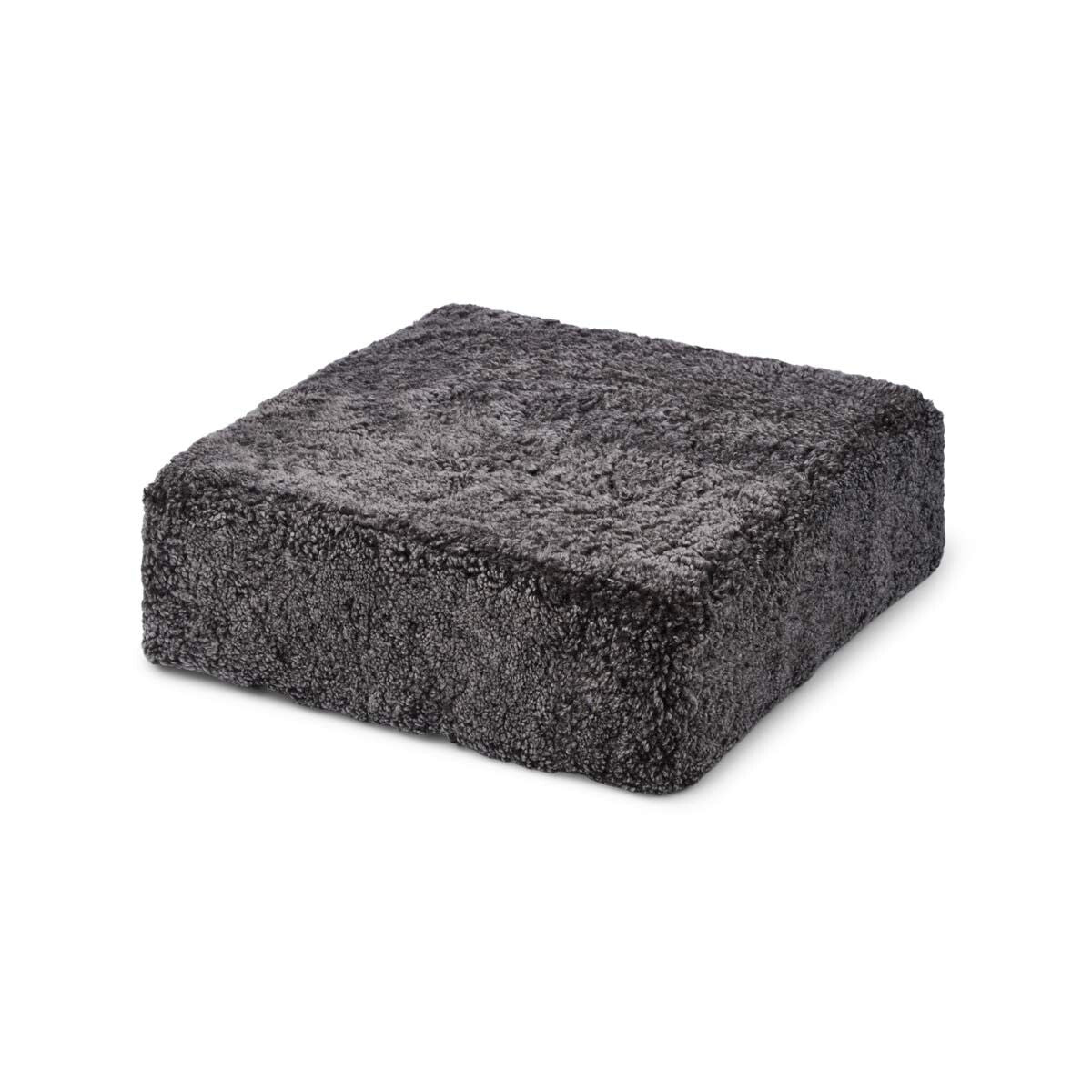 Short Wool Curly Sheepskin Pouf