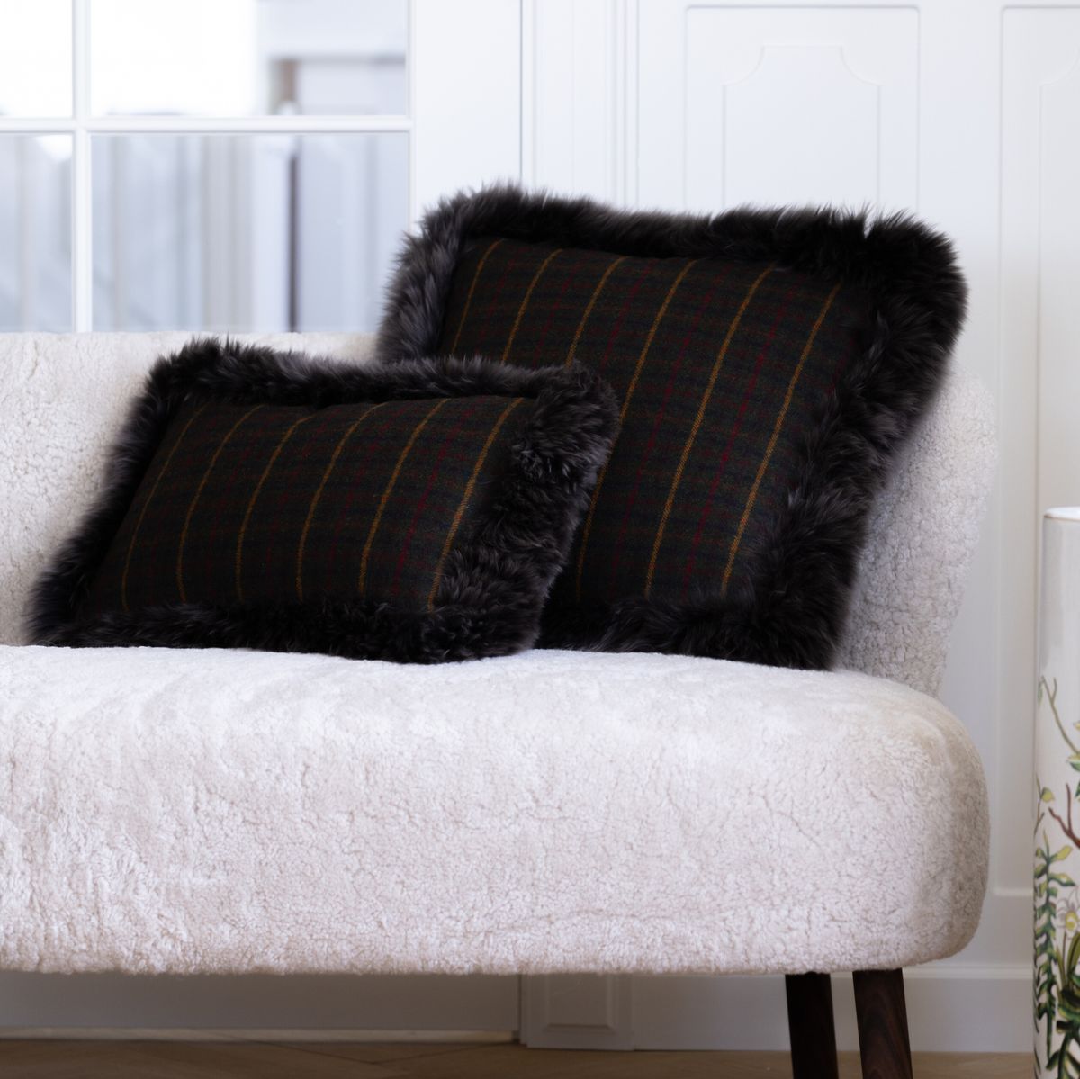 Coussin en laine | double face | garniture LW | 52x52 cm | 34x52 cm Cacao-Marron foncé/Taupe