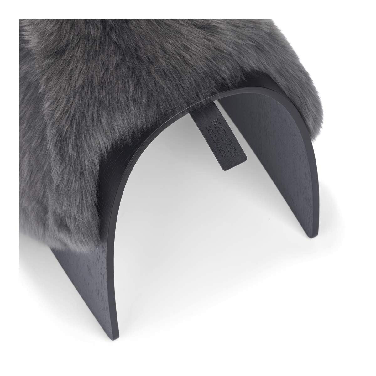 Dessus de tabouret en peau de mouton | Laine longue Acier