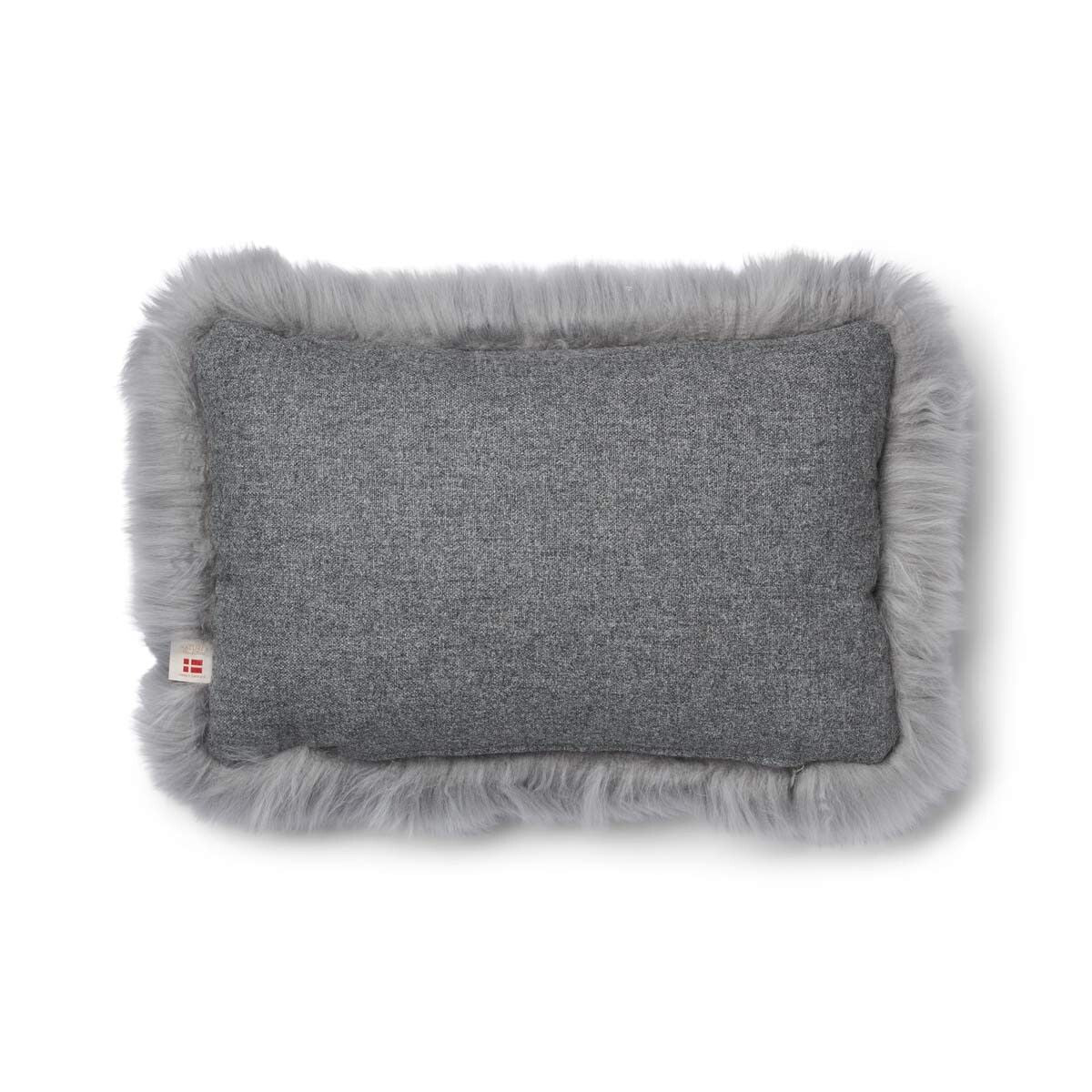 Coussin en peau de mouton longue laine - 52x52 cm | 34x52 cm Pierre/Gris clair