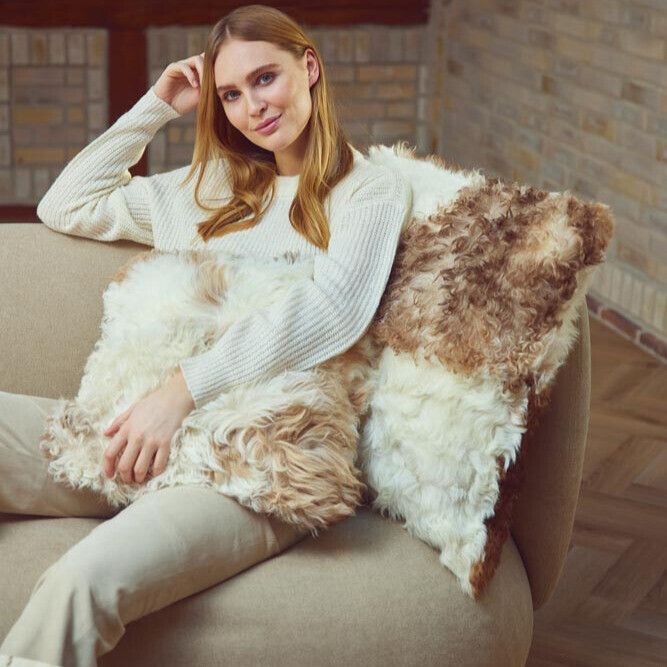 Coussin Tigrado Lamb | double face Noir/Mélange de Blanc