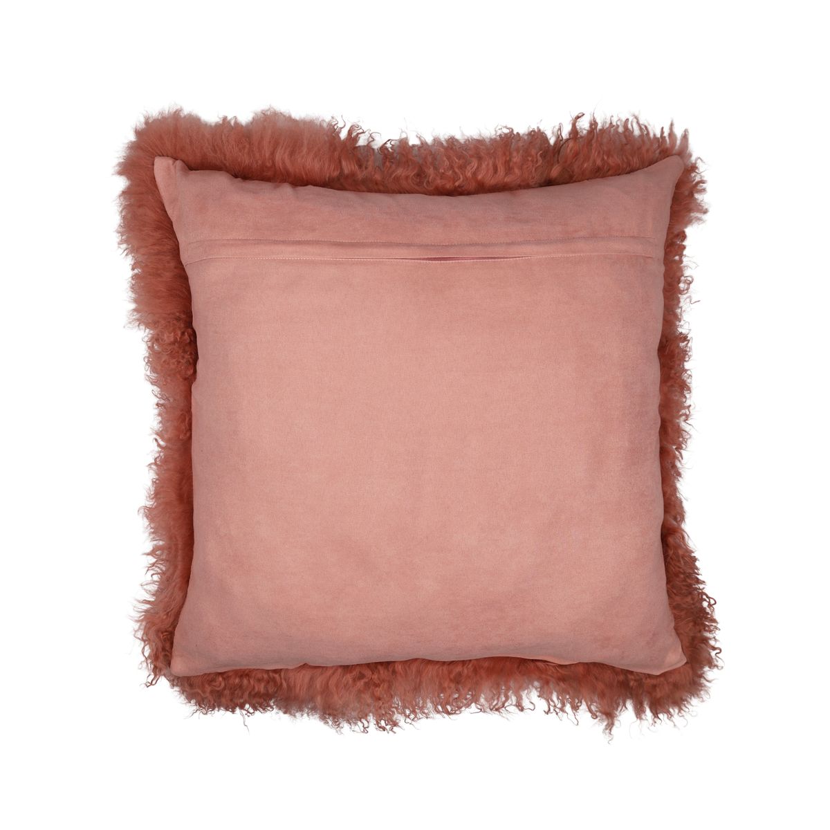 Coussin en peau de mouton tibétain | 50x50 cm Vieille Rose