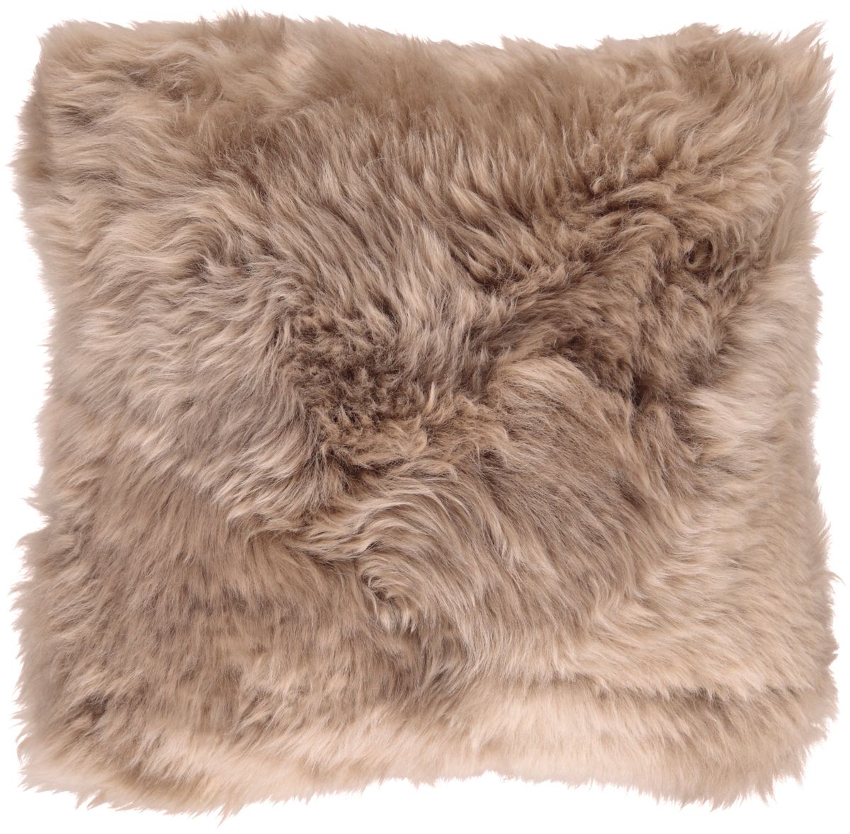 Coussin en peau de mouton longue laine | 35x35 cm Taupe