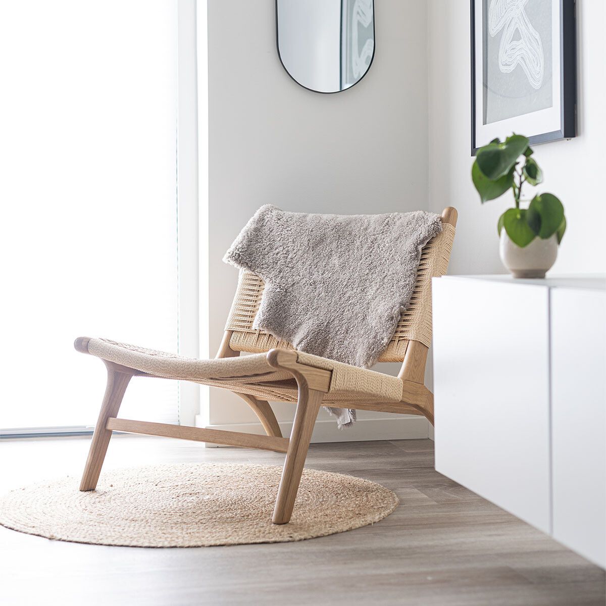 Tapis en peau de mouton mérinos | Laine courte | 90x60 cm Ivoire