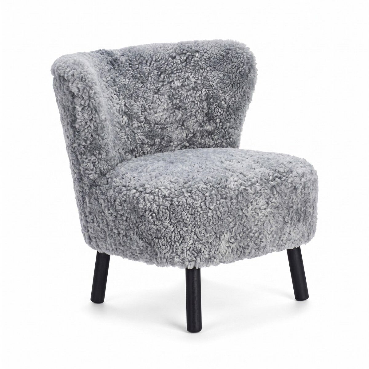 Fauteuil lounge Emil | Laine courte Gris Léger