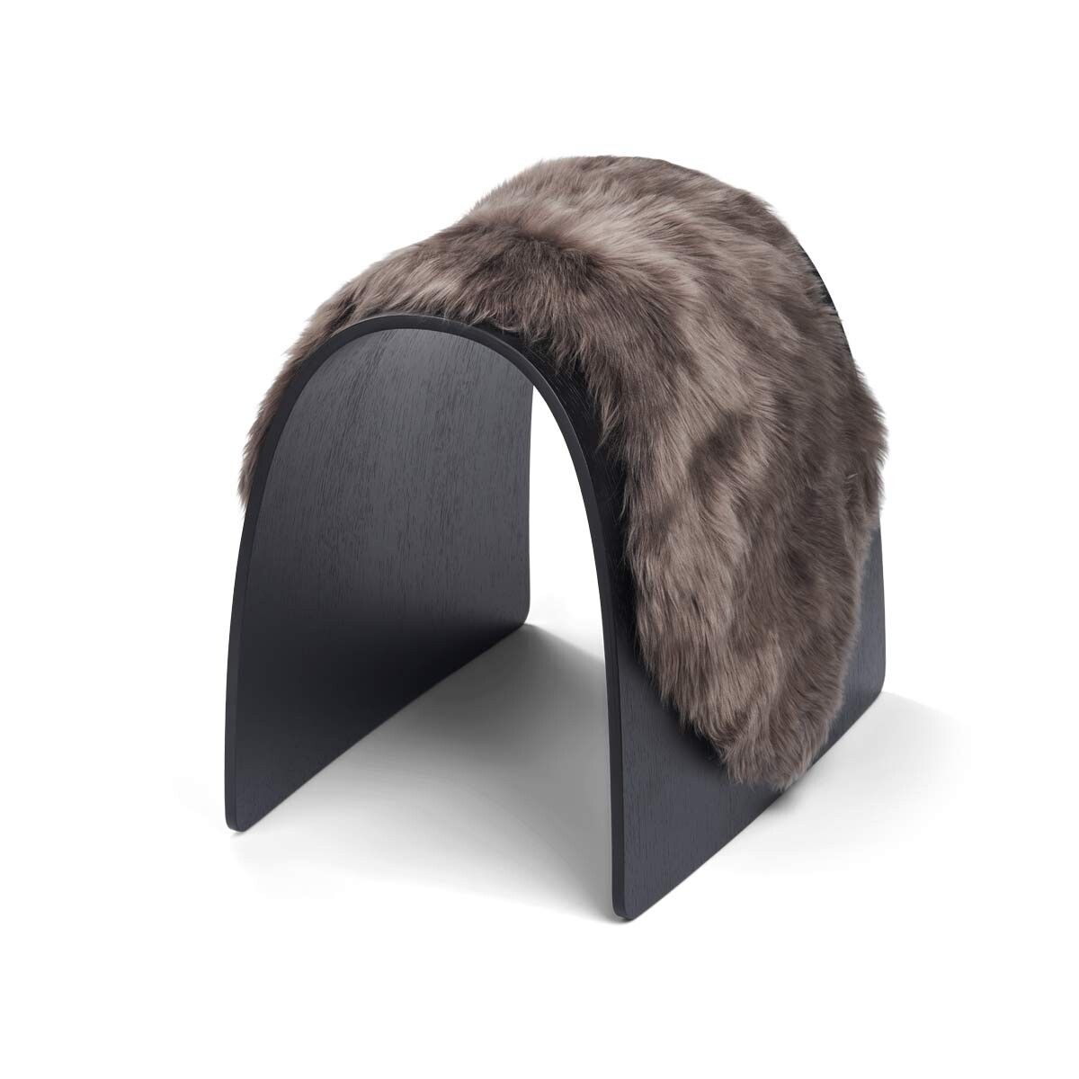 Dessus de tabouret en peau de mouton | Laine longue Noyer