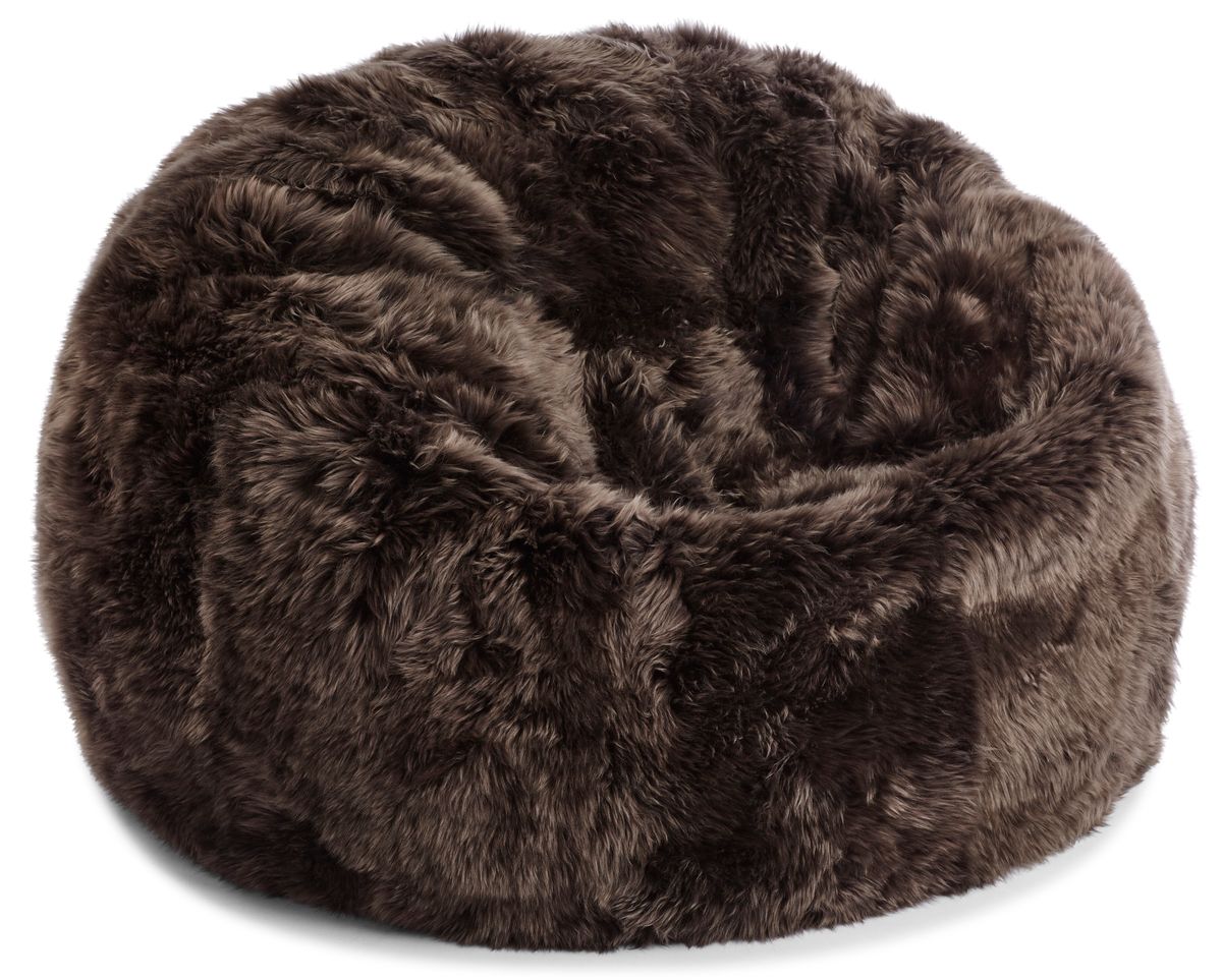 Pouf rond en peau de mouton | Laine longue | Taille M ou L