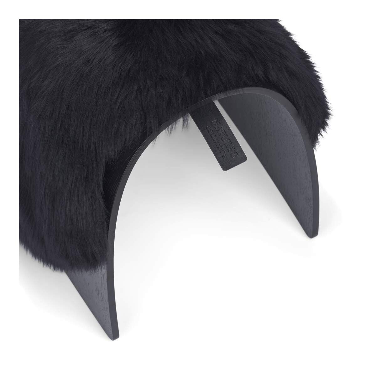 Dessus de tabouret en peau de mouton | Laine longue Noir