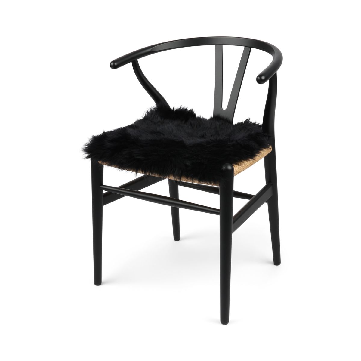 Dessus de siège en laine longue de Nouvelle-Zélande | 40 x 40 cm Noir