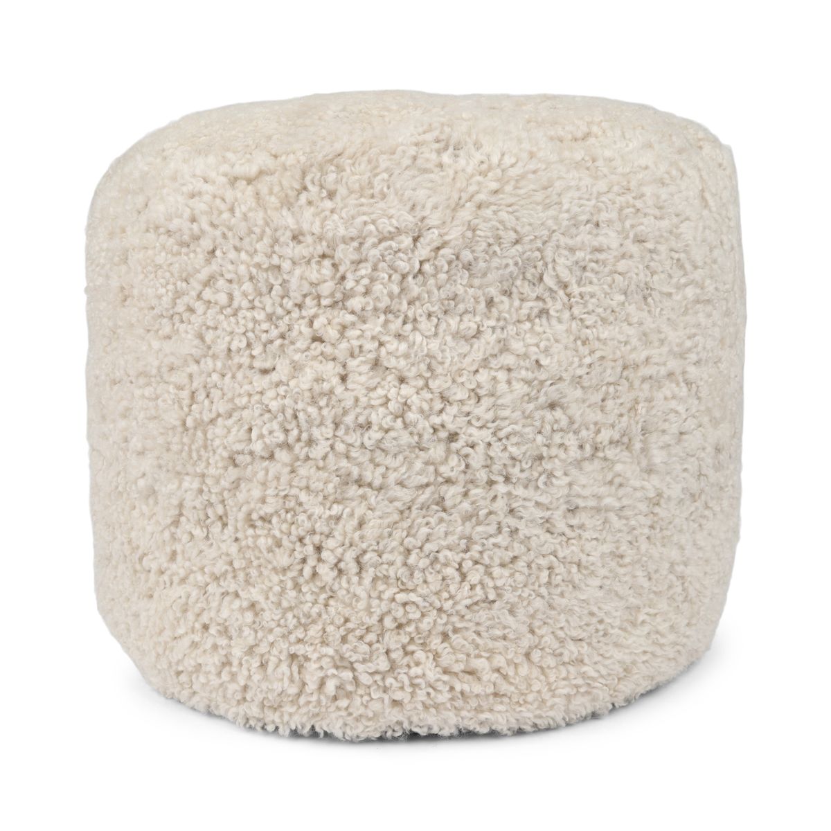 Pouf en peau de mouton bouclée | Laine courte