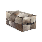 Pouf allongé en cuir de veau