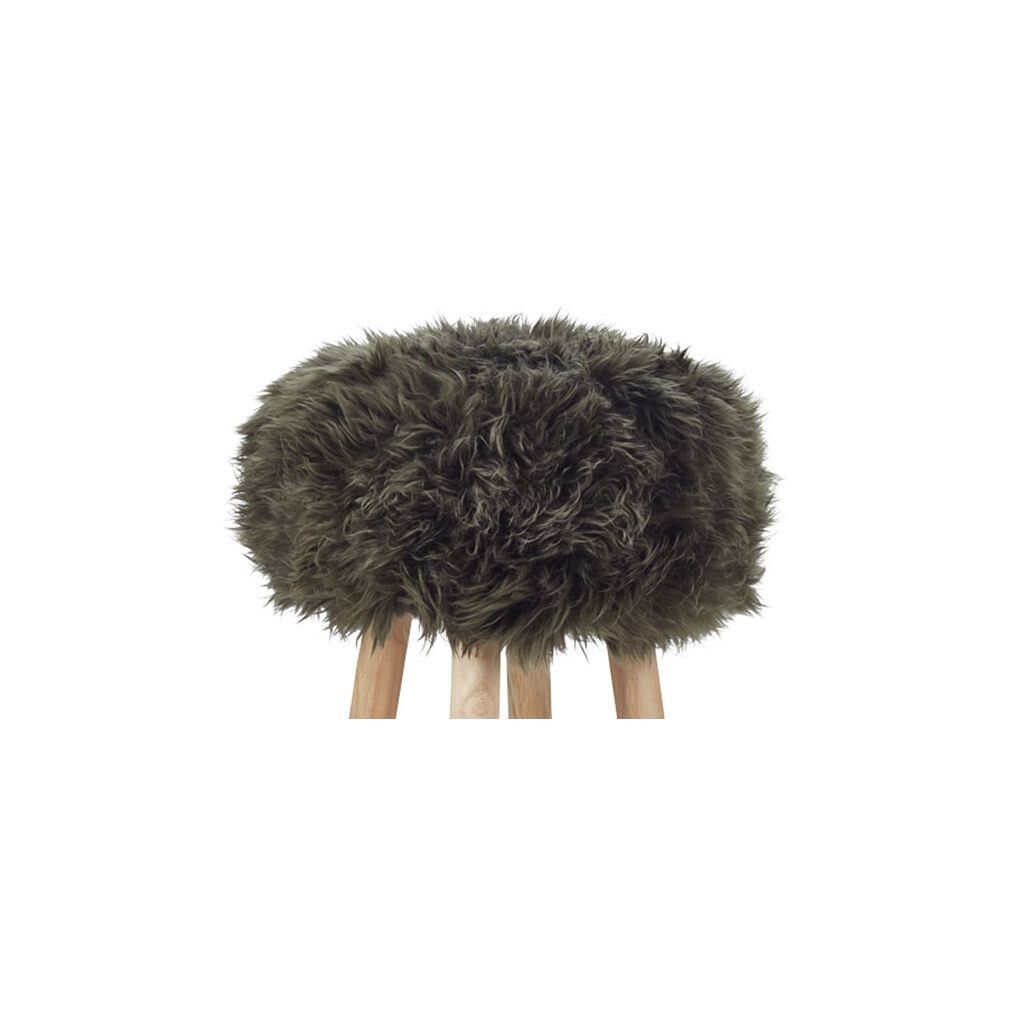 Dessus de tabouret en laine longue | Ø35 × H17 cm