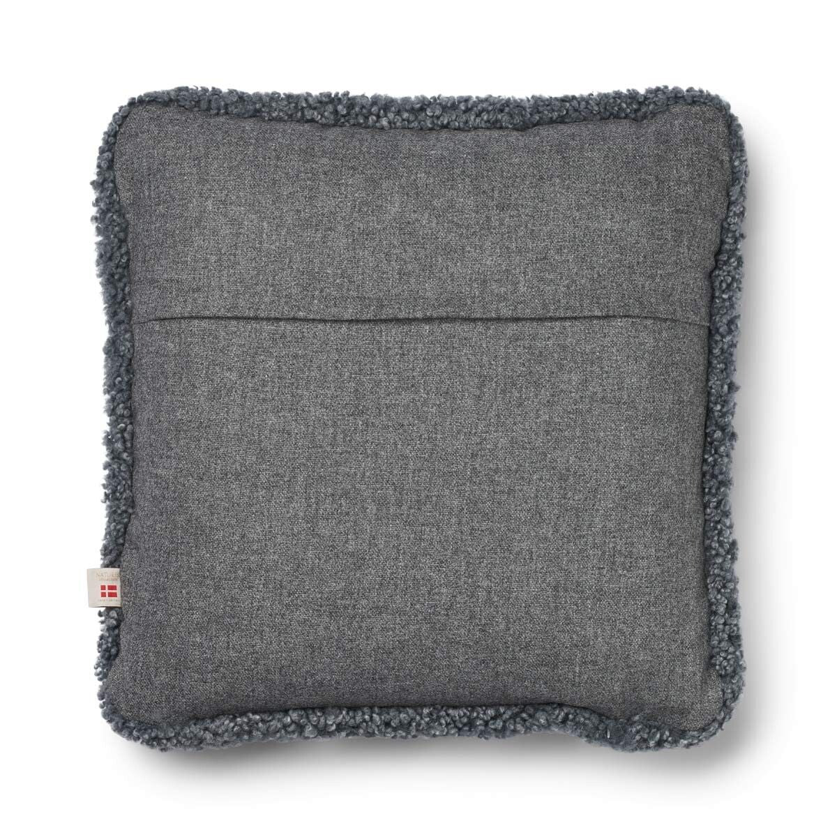 Coussin en laine courte de mouton | garniture SW | 52x52 cm Pierre/Gris clair