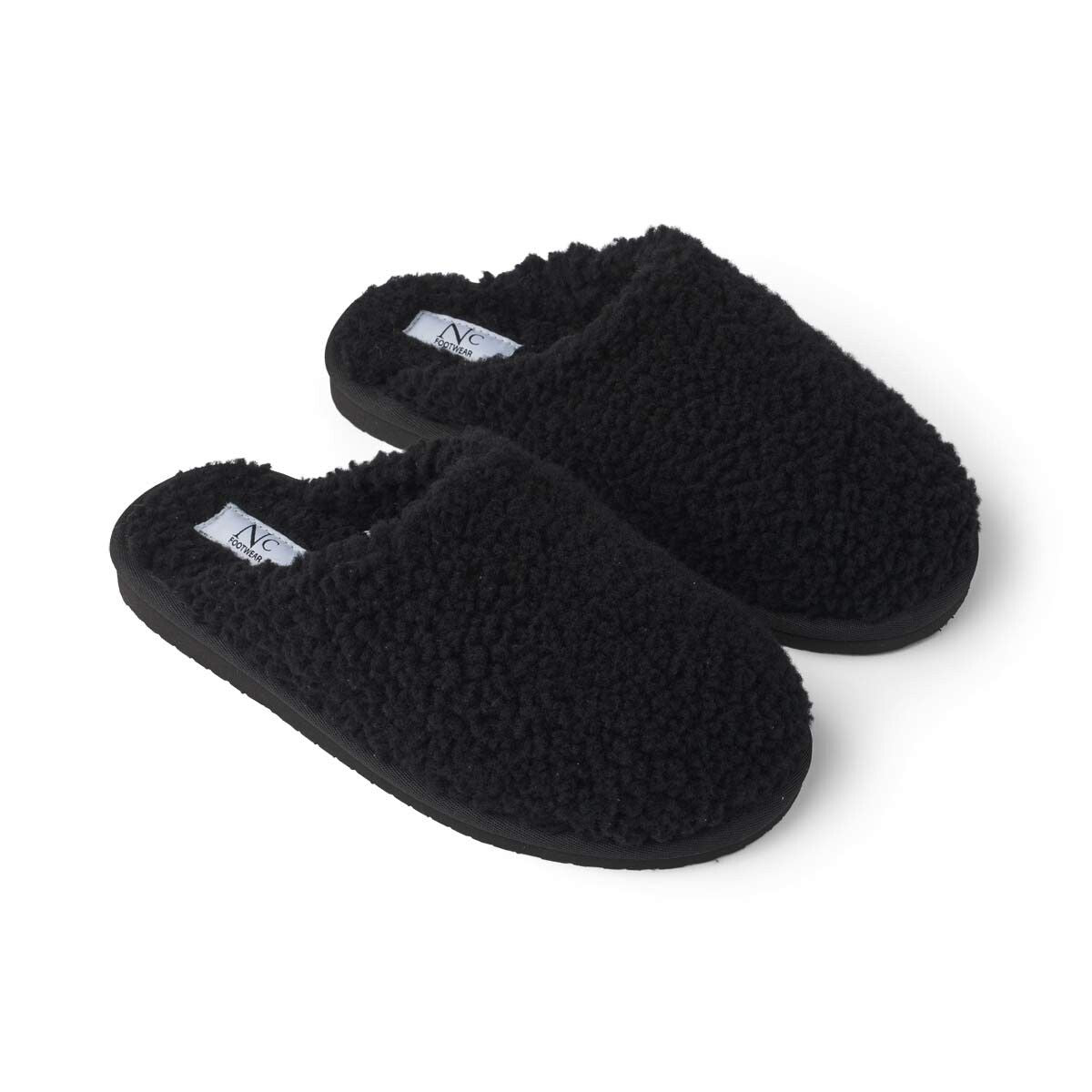 Chausson bouclé unisexe Noir