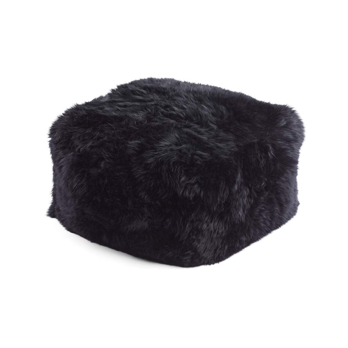 Long Wool Sheepskin Pouf